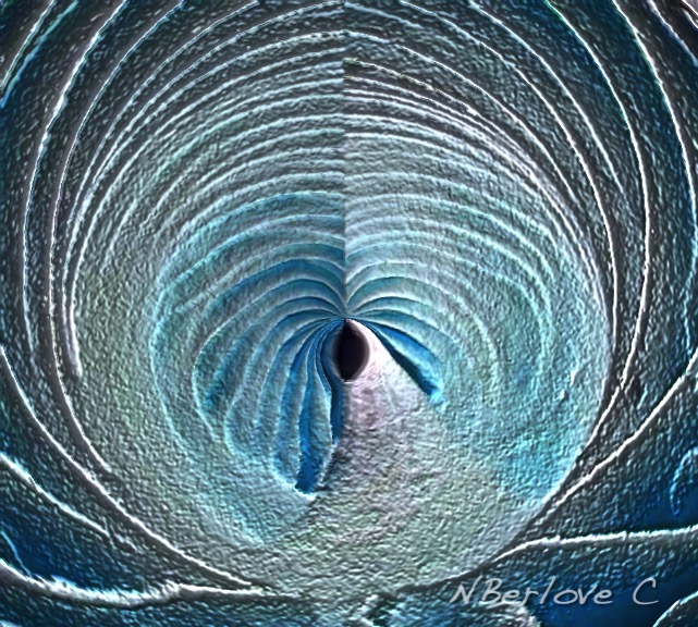 Abstract artwork by Nancy Berlove: blue concentric circles